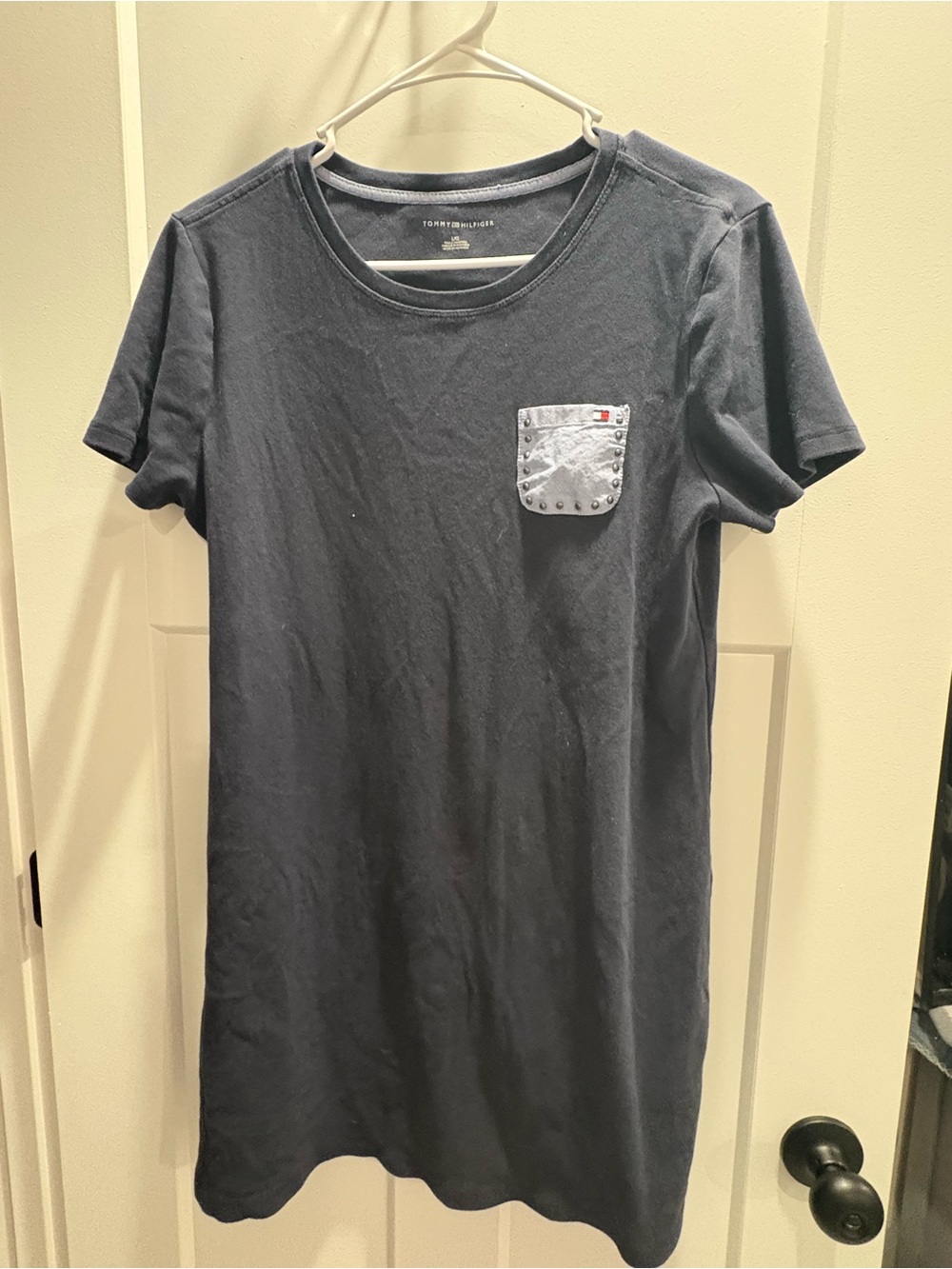 Tommy Hilfiger Navy Mini Dress with Light Gray Studded Pocket